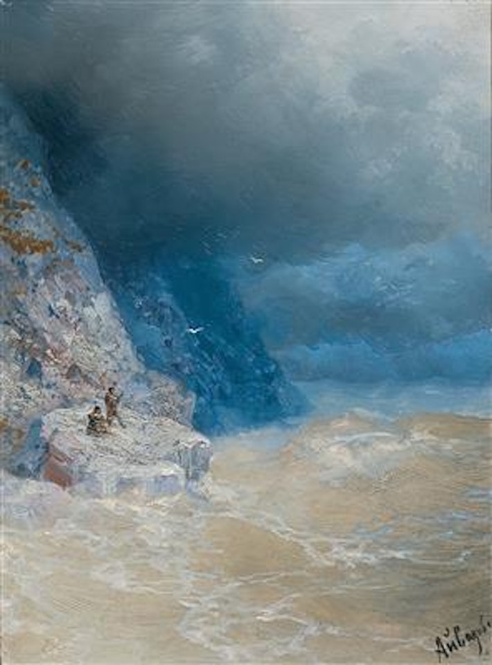 Choppy seas near a rocky coast by Ivan Konstantinovich Aivazovsky