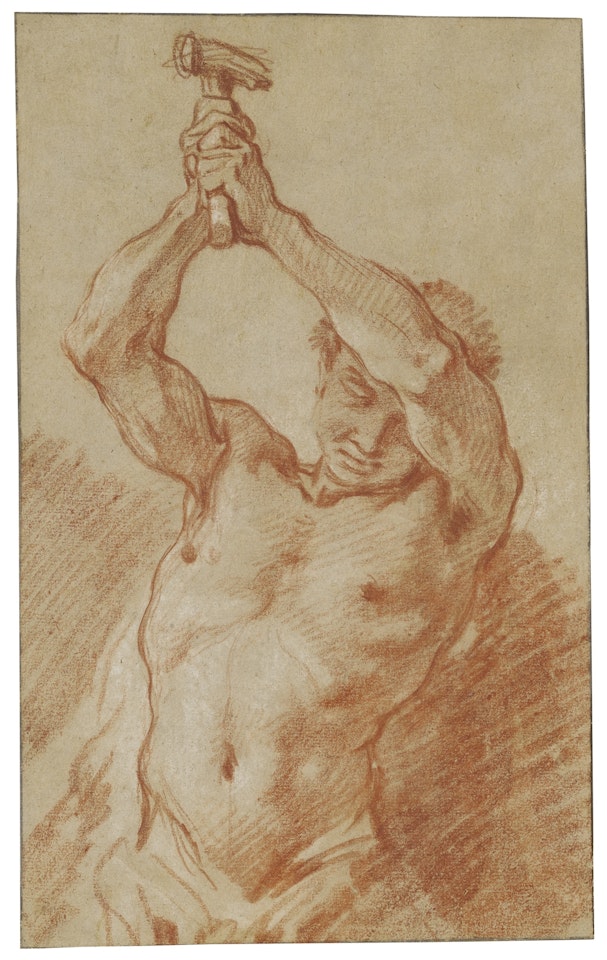 STUDY OF A MAN RAISING A HAMMER by Francois Boucher