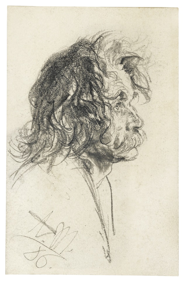 HEAD OF A MAN LOOKING RIGHT by Adolph Menzel