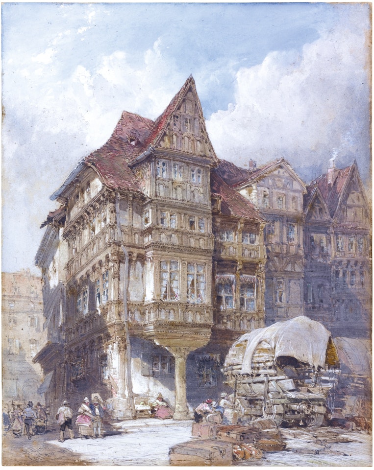 A STREET SCENE, POSSIBLY IN GERMANY by William Callow