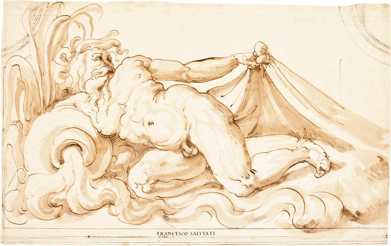 RECLINING RIVER GOD FACING RIGHT by Francesco Salviati