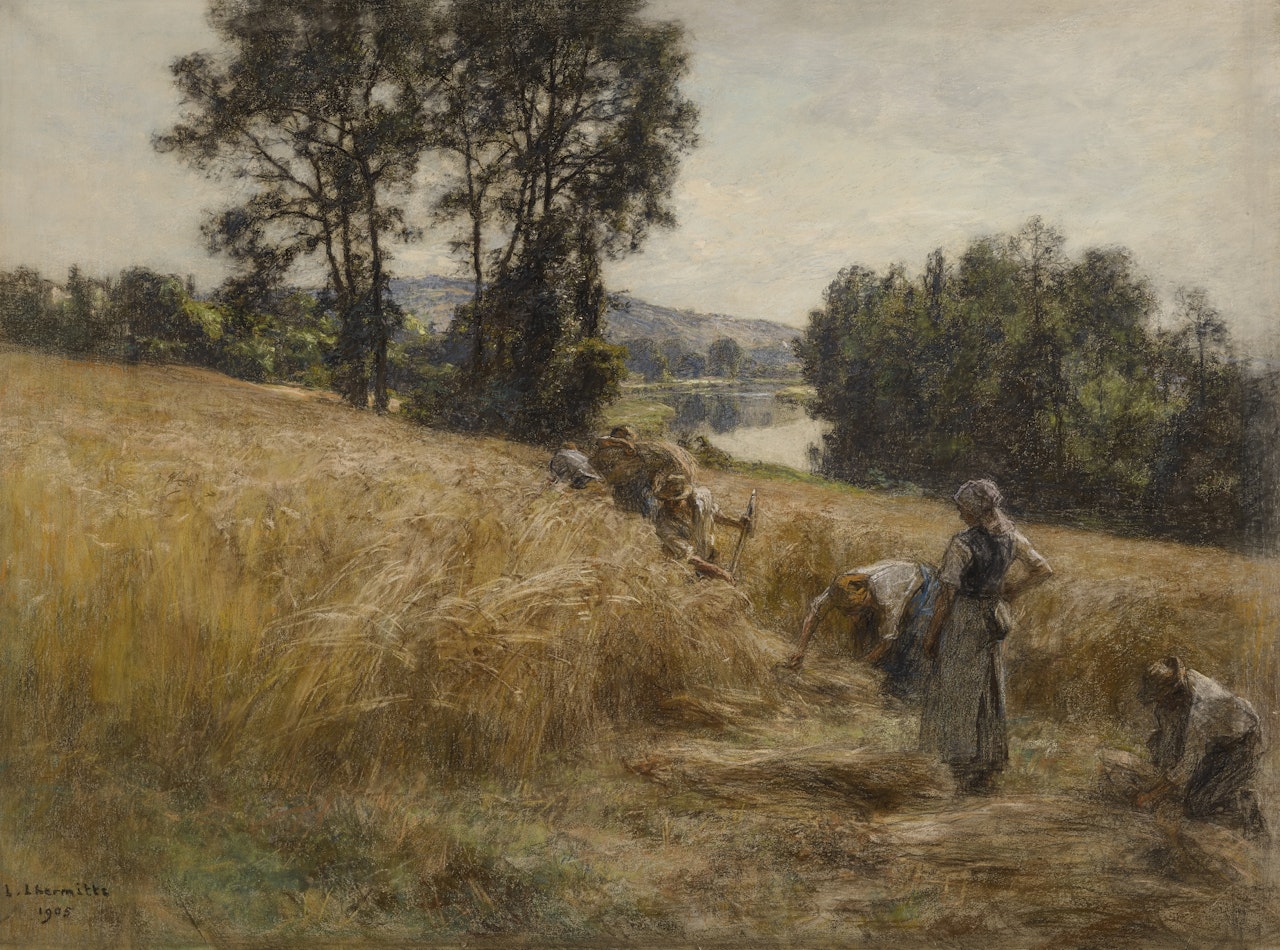 LA MOISSON PRÈS DE LA MARNE by Léon Augustin Lhermitte
