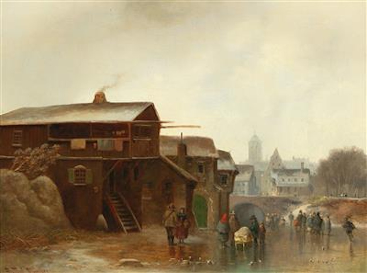 Winter pleasure in front of city scenery by Anton Doll