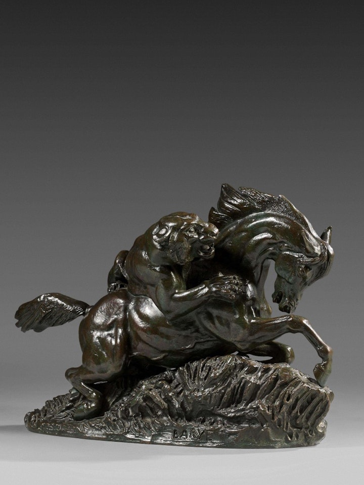 Horse attacked by a tiger by Antoine-Louis Barye