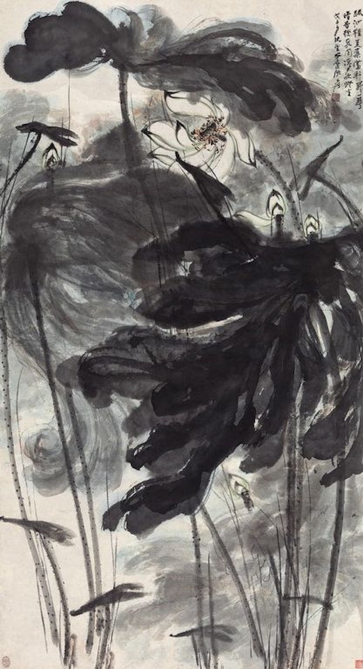 Lotus In Wind by Zhang Daqian