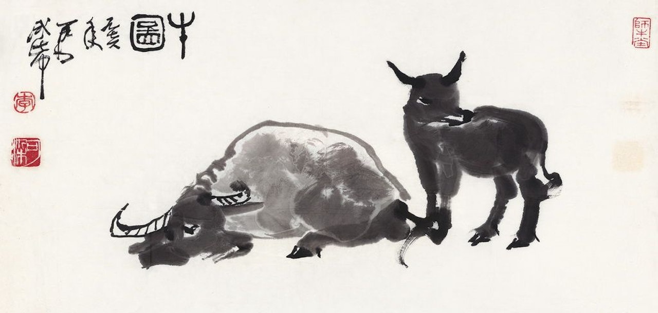 Buffalos by Li Keran
