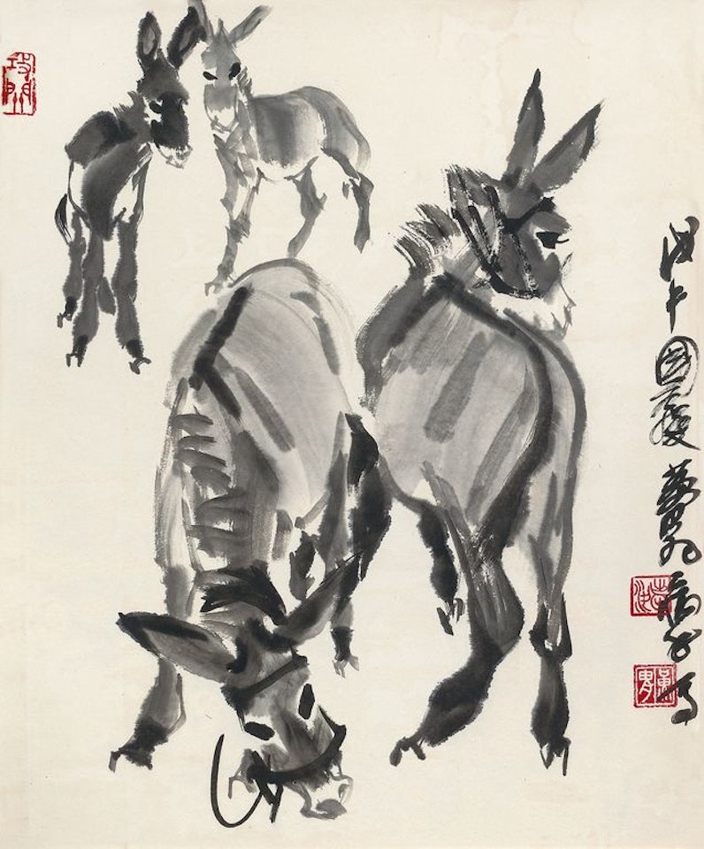 Four donkeys by Huang Zhou