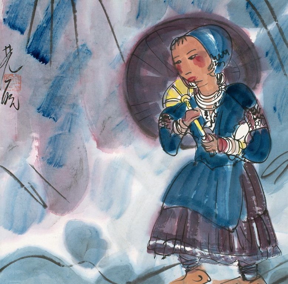 Walking In Rain by Lin Fengmian