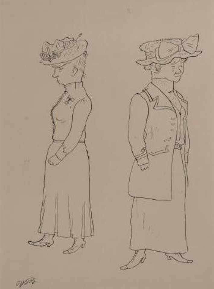 Zwei Frauen Mit Huten (Double Sided Drawing) ,
1921
-
1922 by George Grosz