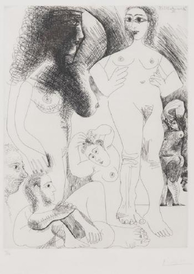 Odalisques avec deux hommes revant ,
Circa
1968 by Pablo Picasso