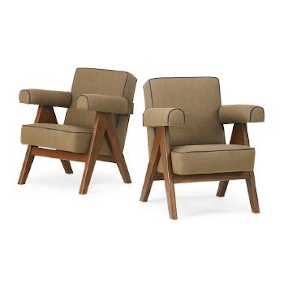 Pair of lounge chairs from Punjab University, Chandigarh, India , by Pierre Jeanneret