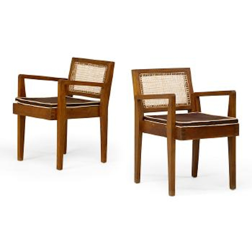 Rare pair of clerk's chairs from the High Court (no. PJ-SI-20-A), Chandigarh,
India , by Pierre Jeanneret