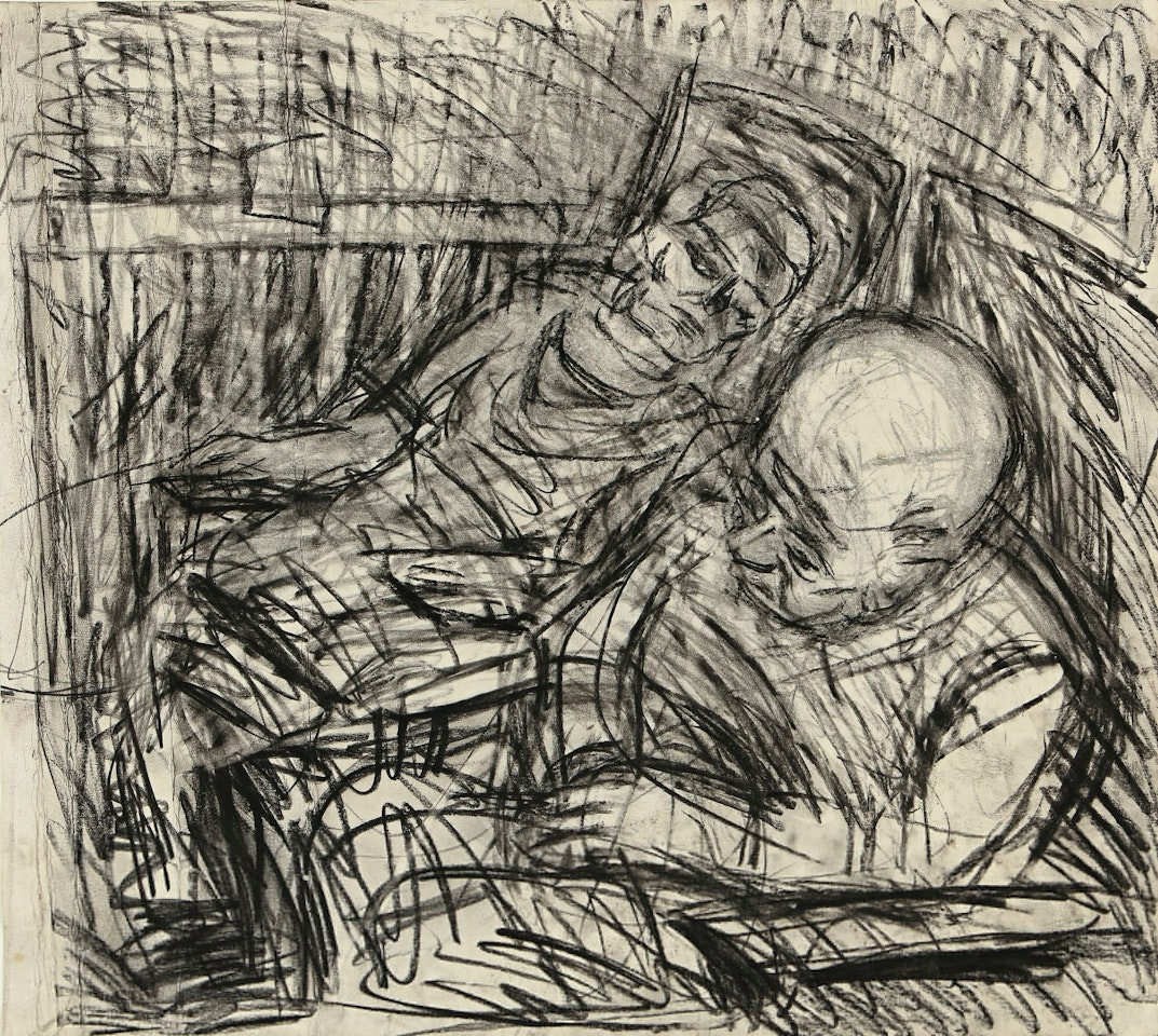 TWO SEATED FIGURES V by Leon Kossoff