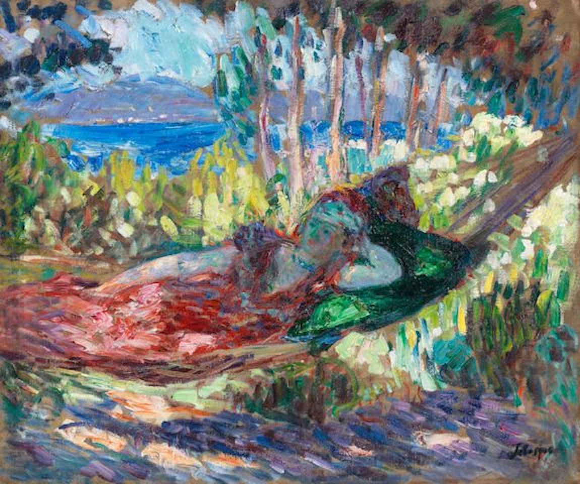 Saint-Tropez, jeune femme dans un hamac by Henri Lebasque