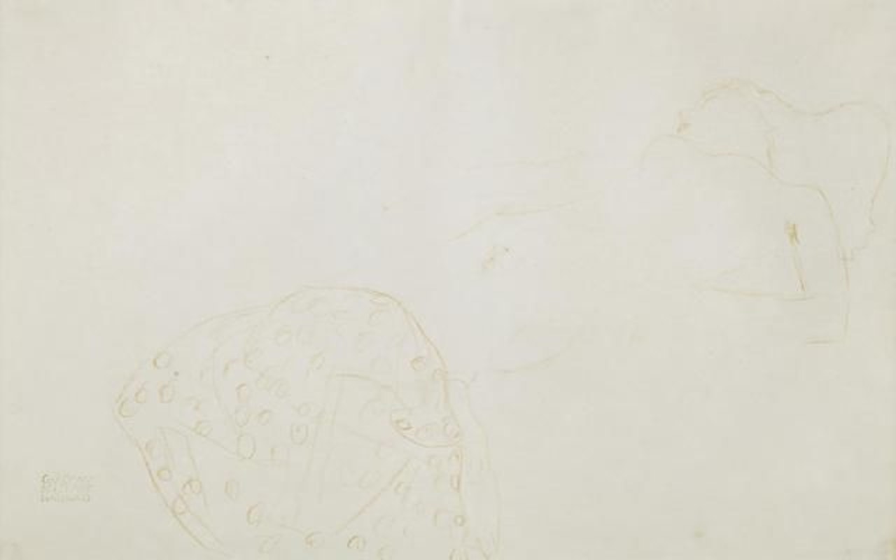 Auf dem Rücken liegender Akt nach rechts by Gustav Klimt