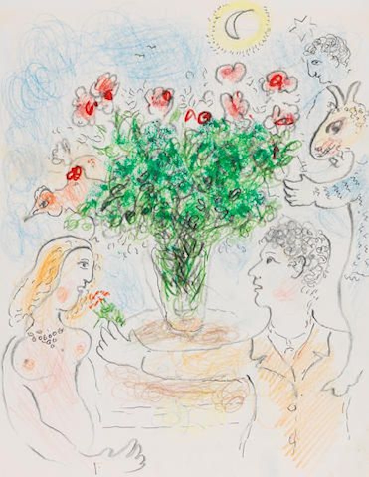 Couple au bouquet by Marc Chagall