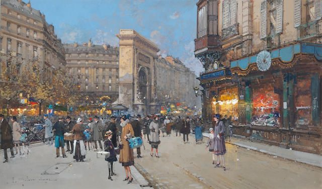 Porte Saint-Martin, Paris by Eugene Galien-Laloue
