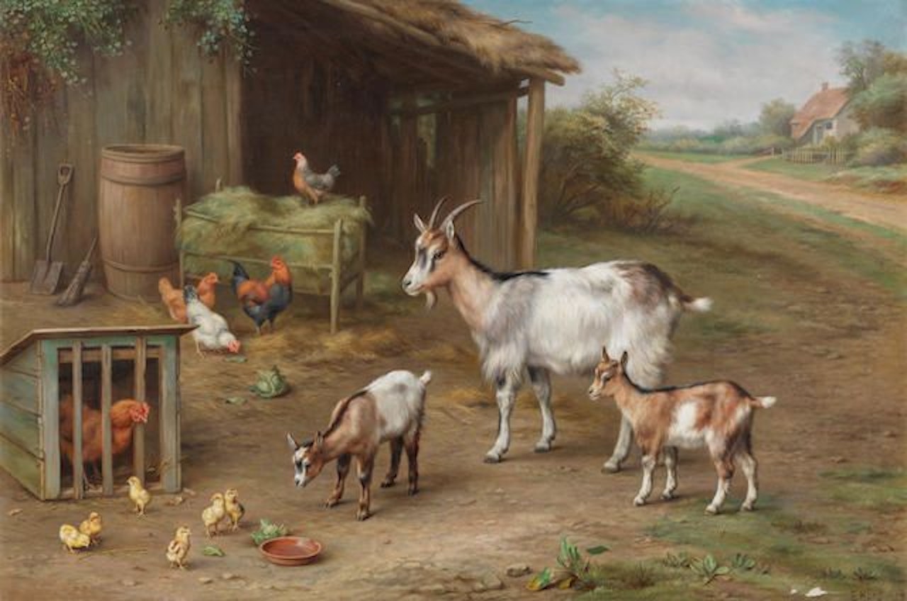 Farmyard gathering by Edgar Hunt