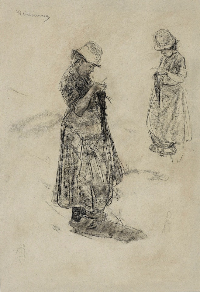 STRICKENDE MÄDCHEN (GIRLS KNITTING) by Max Liebermann