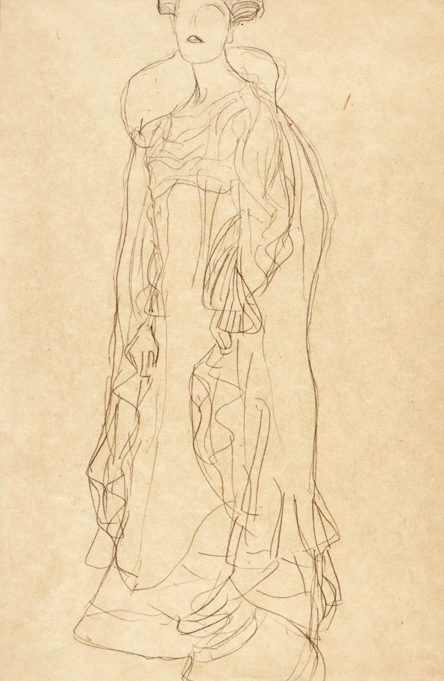 STUDIE FÜR DAS BILDNIS ADELE BLOCH BAUER I, STEHEND NACH LINKS IM DREIVIERTELPROFIL (STUDY FOR 'PORTRAIT OF ADELE BLOCH BAUER I, STANDING TO THE LEFT IN THREE-QUARTERS PROFILE') by Gustav Klimt