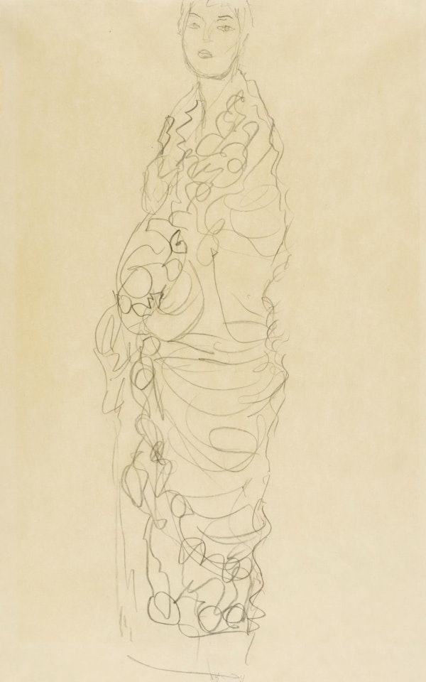 STEHENDE IN TÜCHER GEHÜLLT (STUDIE FÜR RIA MUNK III) (STANDING FIGURE WRAPPED IN A SHAWL (STUDY FOR RIA MUNK III)) by Gustav Klimt