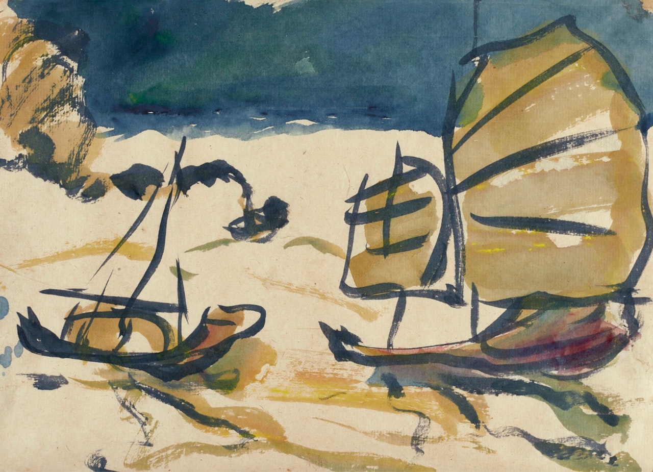 DSCHUNKEN VOR HONG KONG (CHINESE JUNK BOATS IN HONG KONG) by Emil Nolde