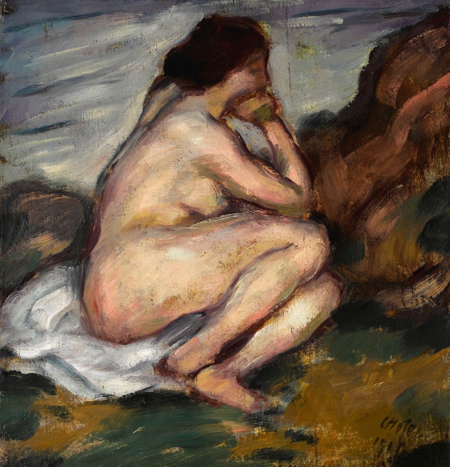 SITZENDER WEIBLICHER AKT (SEATED FEMALE NUDE) by Karl Hofer