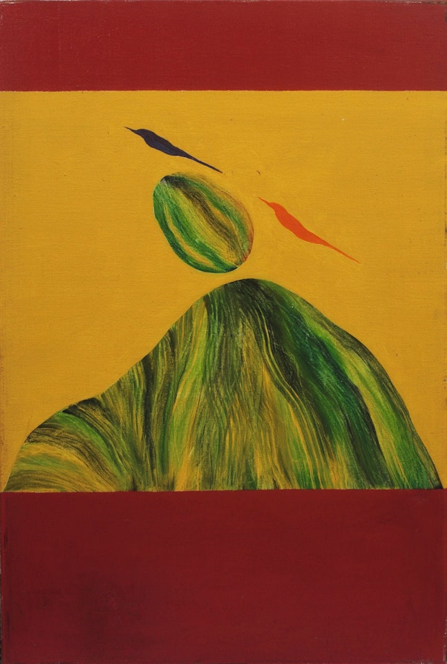 UNTITLED (BIRD AND ROCK OVER MOUNTAIN) by Jagdish Swaminathan