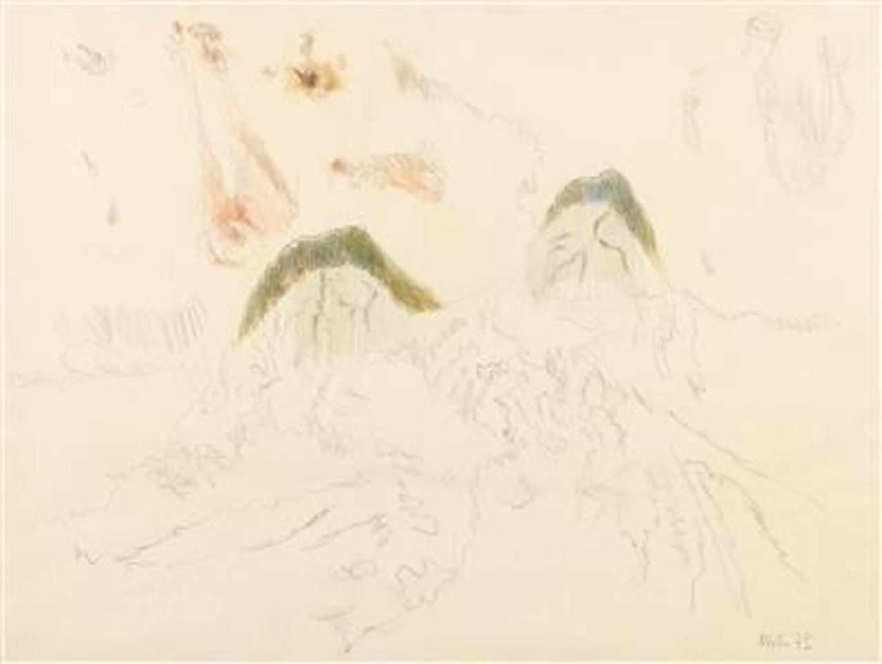 "Zwei grüne Hügel" [Two green hills] by Max Weiler