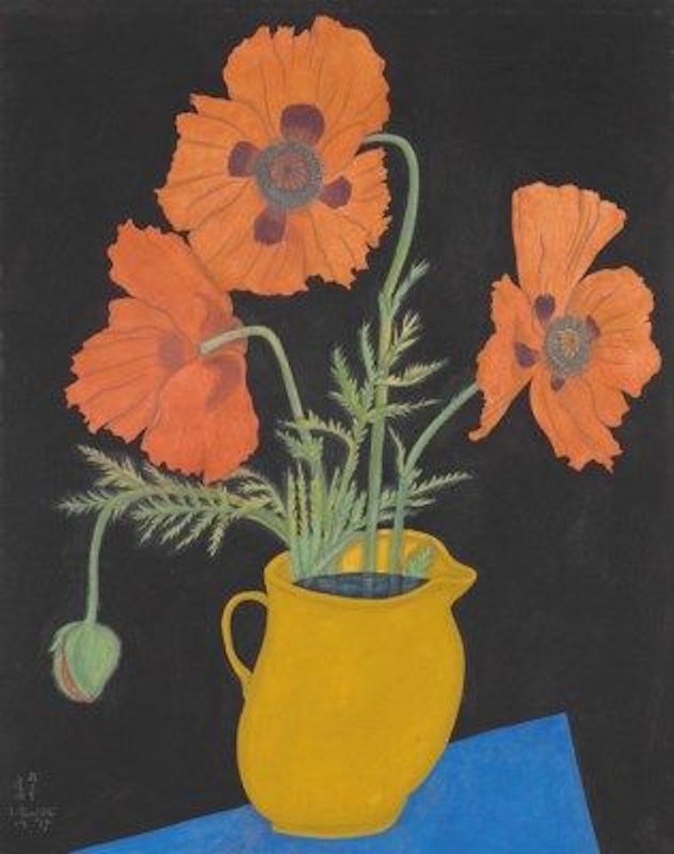 Les pavots dans un pot jaune by Leonard Tsuguharu Foujita