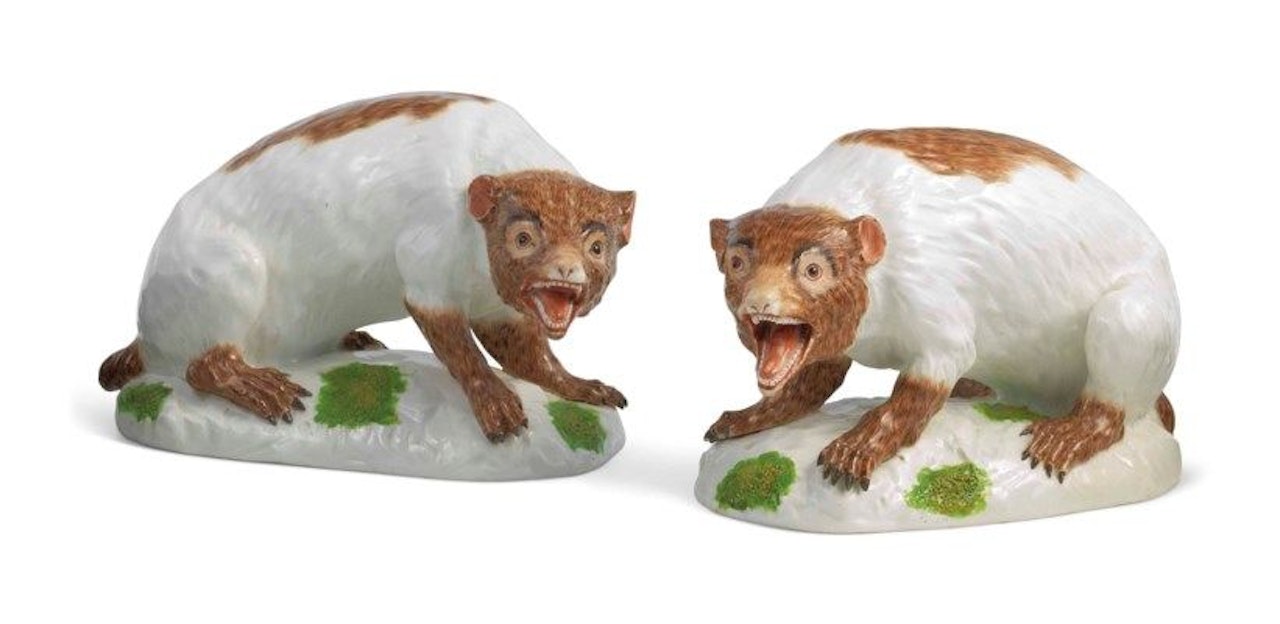 PAIR OF MEISSEN MODELS OF BEARS by Johann Joachim Kändler