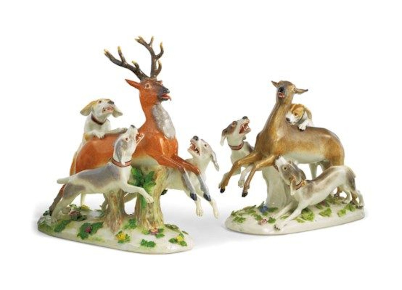 TWO HUNTING GROUPS by Johann Joachim Kändler