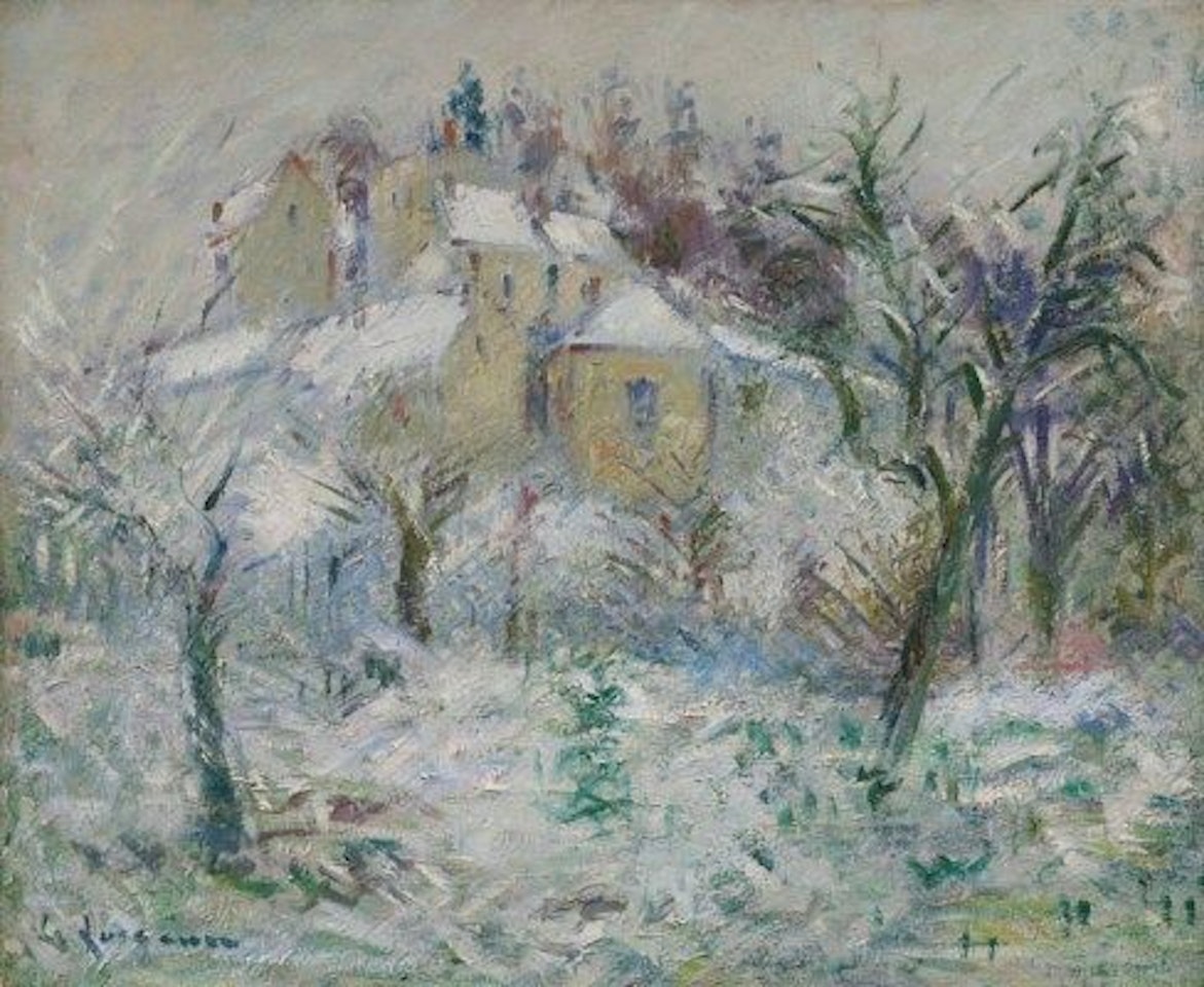 Maisons à Pontoise sous la neige by Gustave Loiseau