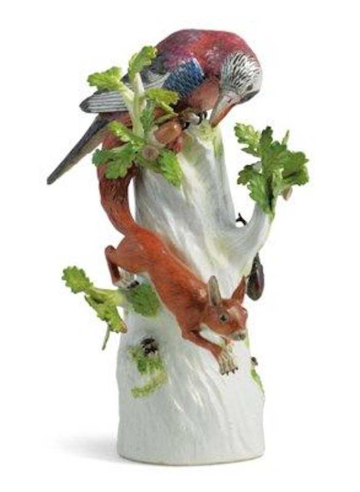TWO MODELS OF A JAY AND A SQUIRREL by Johann Joachim Kändler