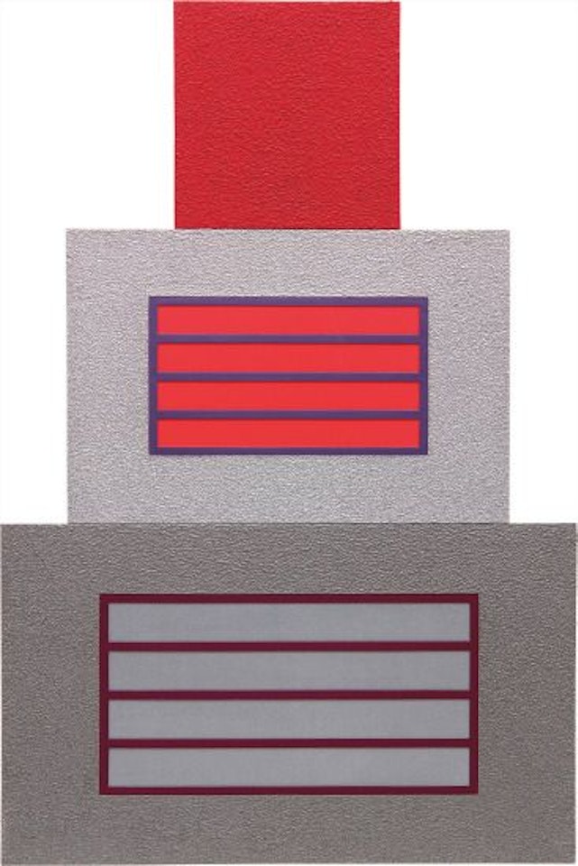 Red Cell Over Two Horizontal Prisons by Peter Halley