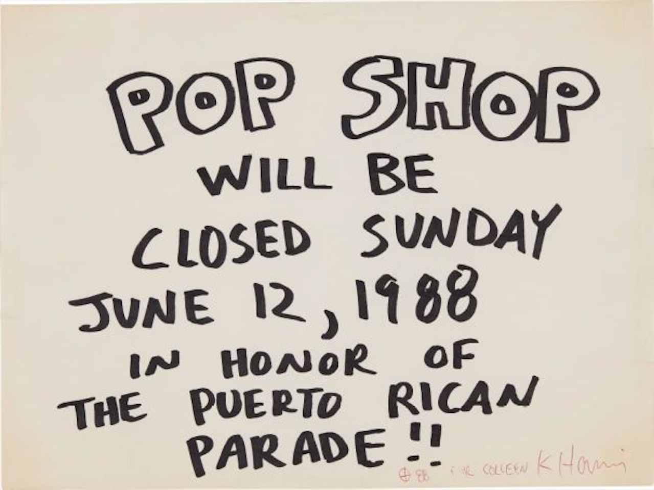 Pop Shop Signage (Puerto Rican Parade) by Keith Haring