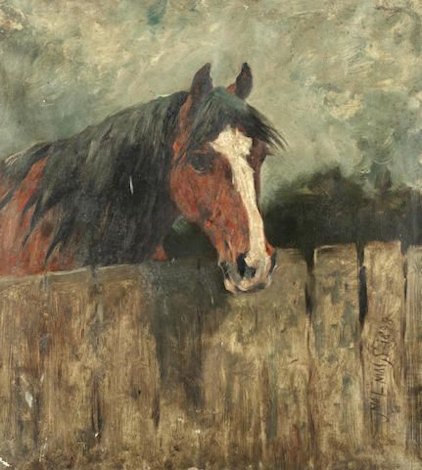 Study of a horse at a fence by John Emms