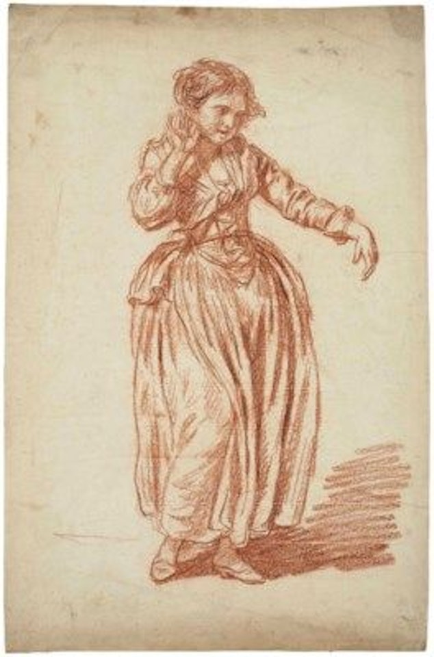 Jeune fille debout, la main droite sur l’oreille by Jean-Baptiste Greuze