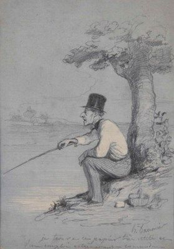 Un pêcheur àla ligne by Honoré Daumier