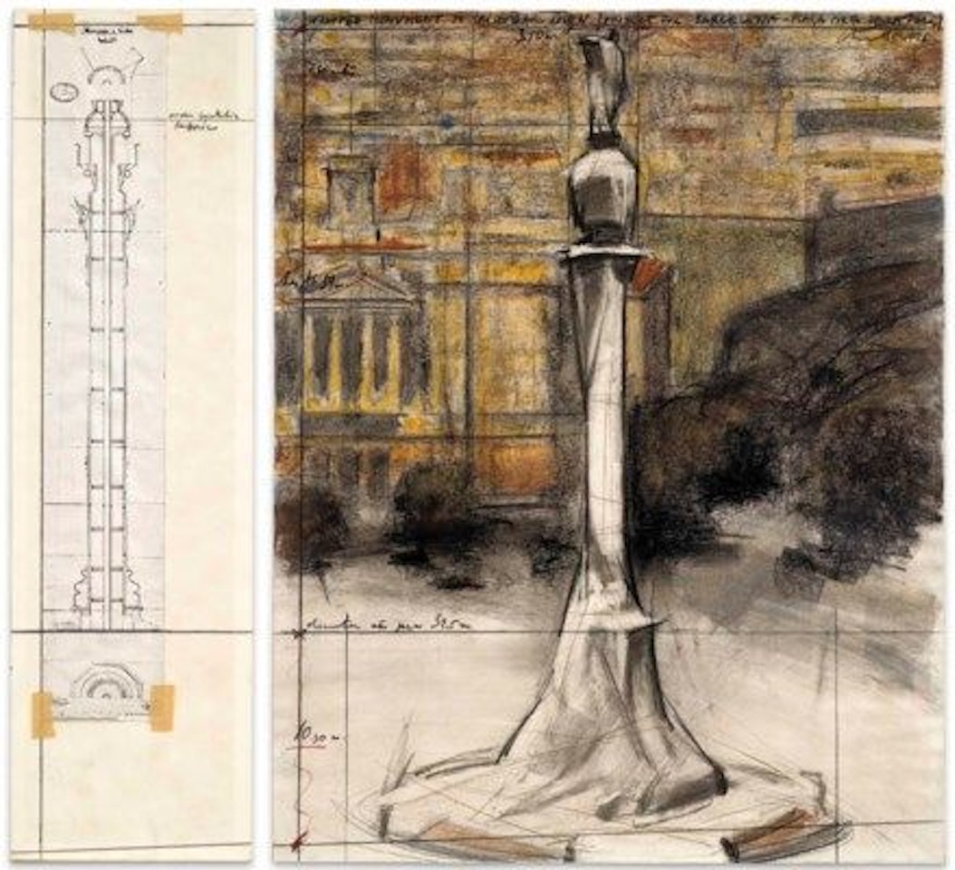 Wrapped Monument to Cristobal Colon (Project for Barcelona - Plaça Porta de la Pau) by Christo