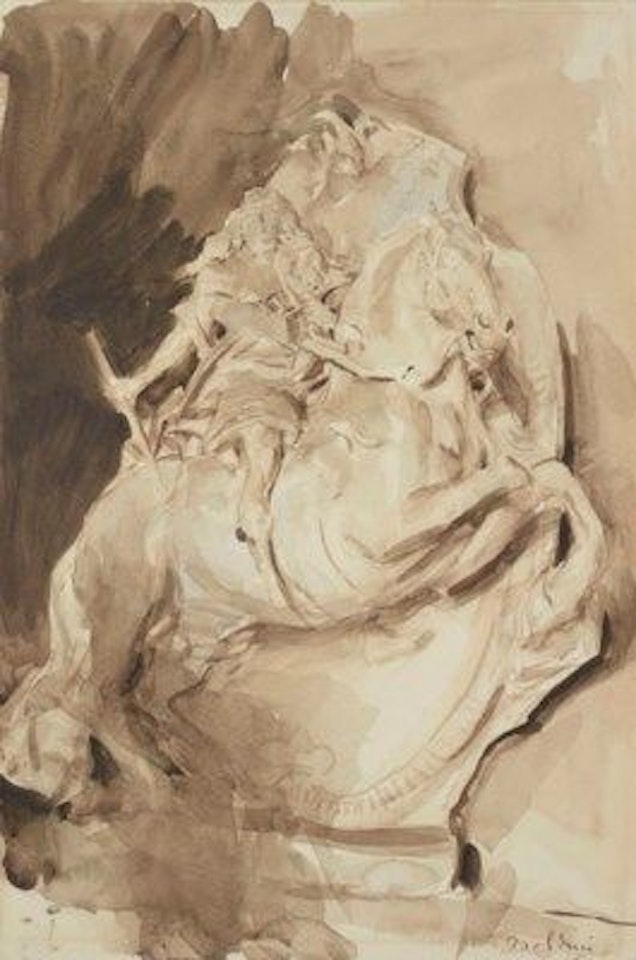 Étude d'une statue équestre (Louis XIV?), d'après le Bernin by Giovanni Boldini