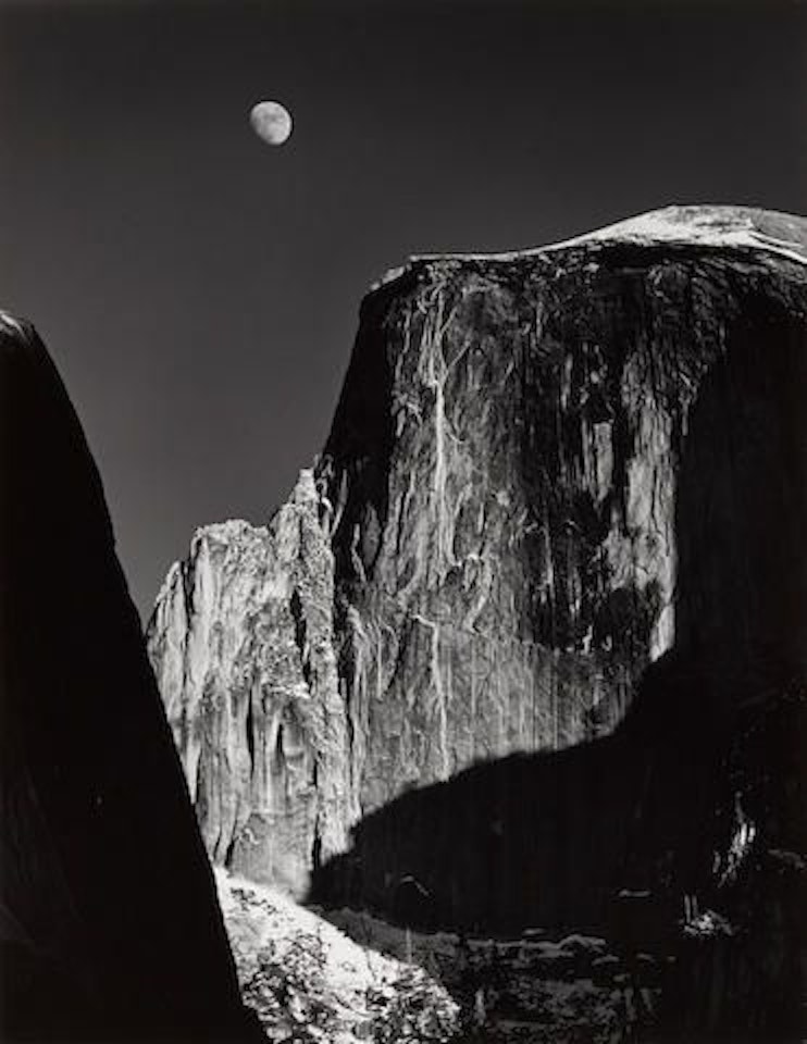 Moon and Half Dome, Yosemite National Park, Yosemite by Ansel Adams