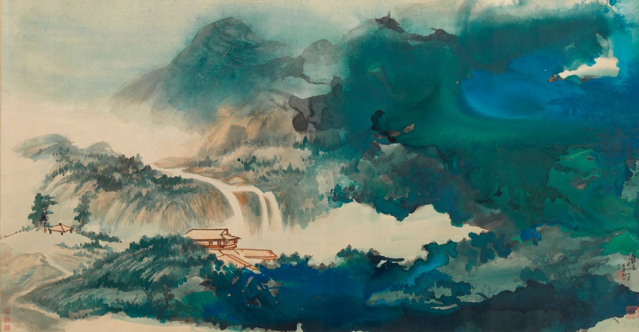 WATER AND SKY GAZING AFTER RAIN IN SPLASHED COLOR by Zhang Daqian