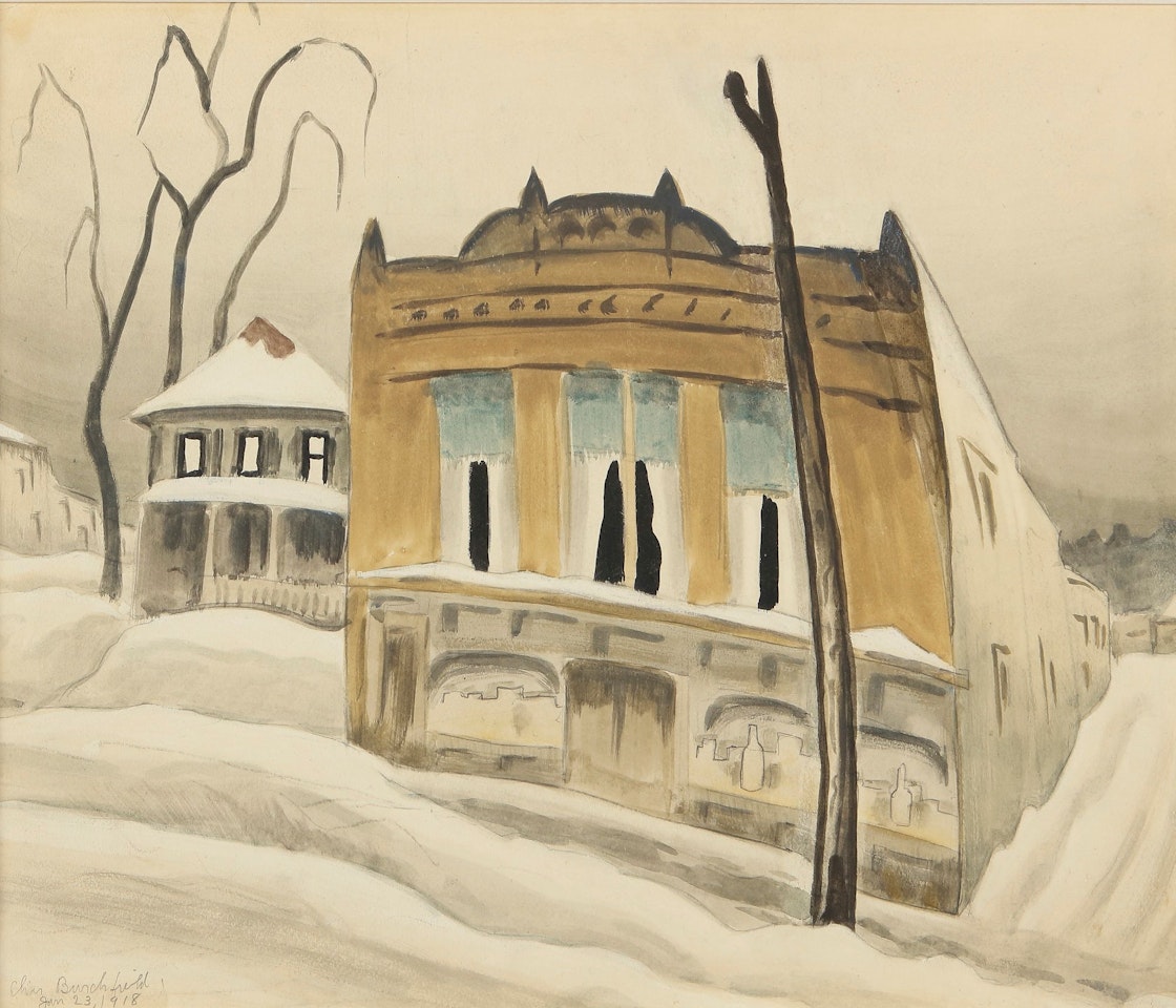 THE CORNER STORE (CORNER STORE IN WINTER) by Charles Burchfield