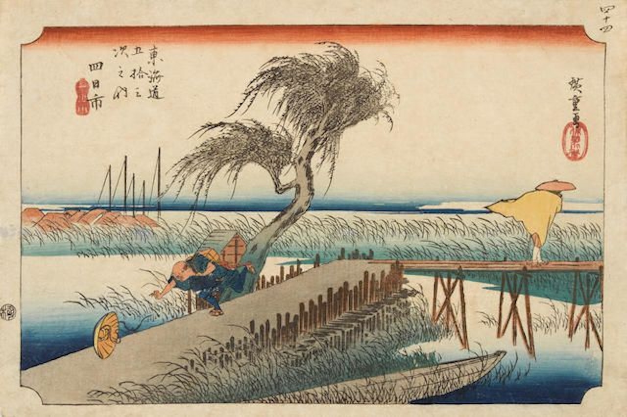 Yokkaichi, Miegawa (Yokkaichi: Mie River) by Utagawa Hiroshige