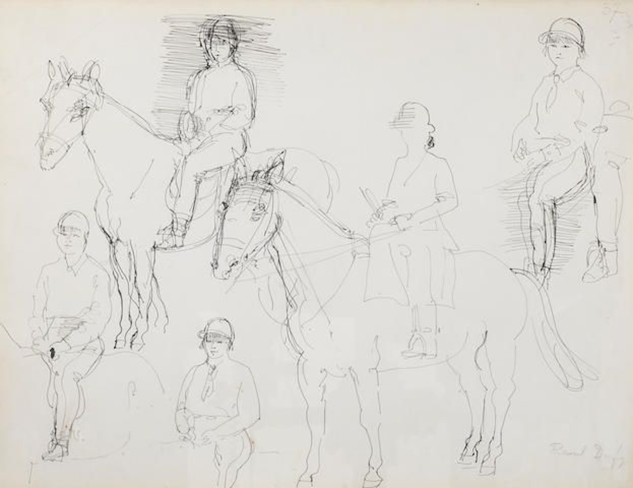 Etude pour la famille Kessler à cheval by Raoul Dufy