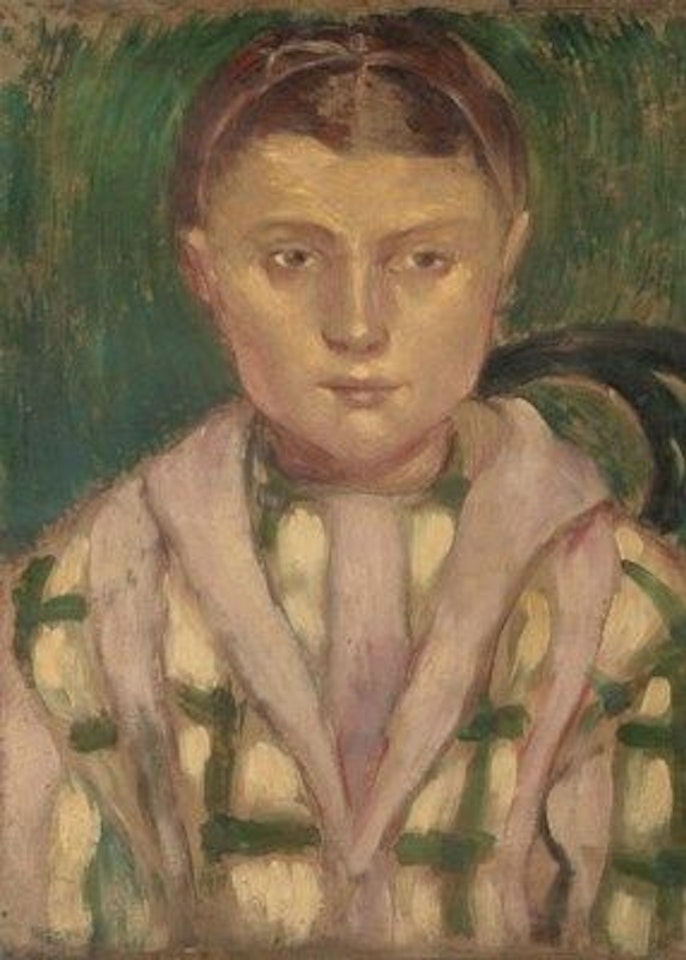 Portrait de jeune femme au gilet rose by Emile Bernard