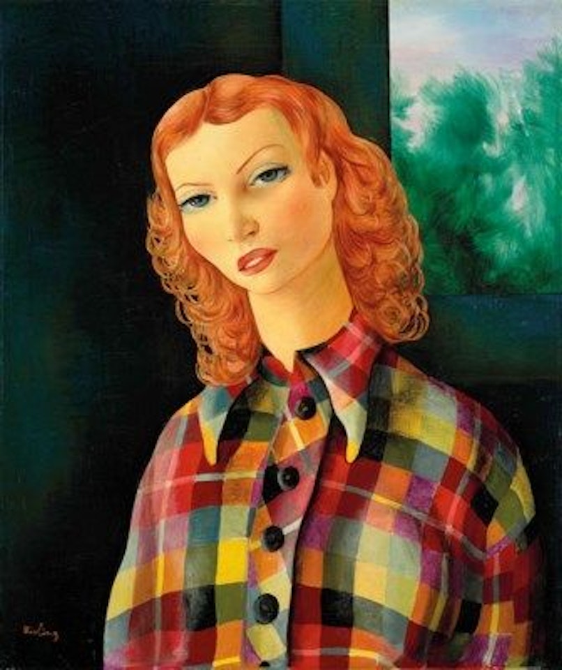Jeune femme au corsage à carreaux by Moïse Kisling