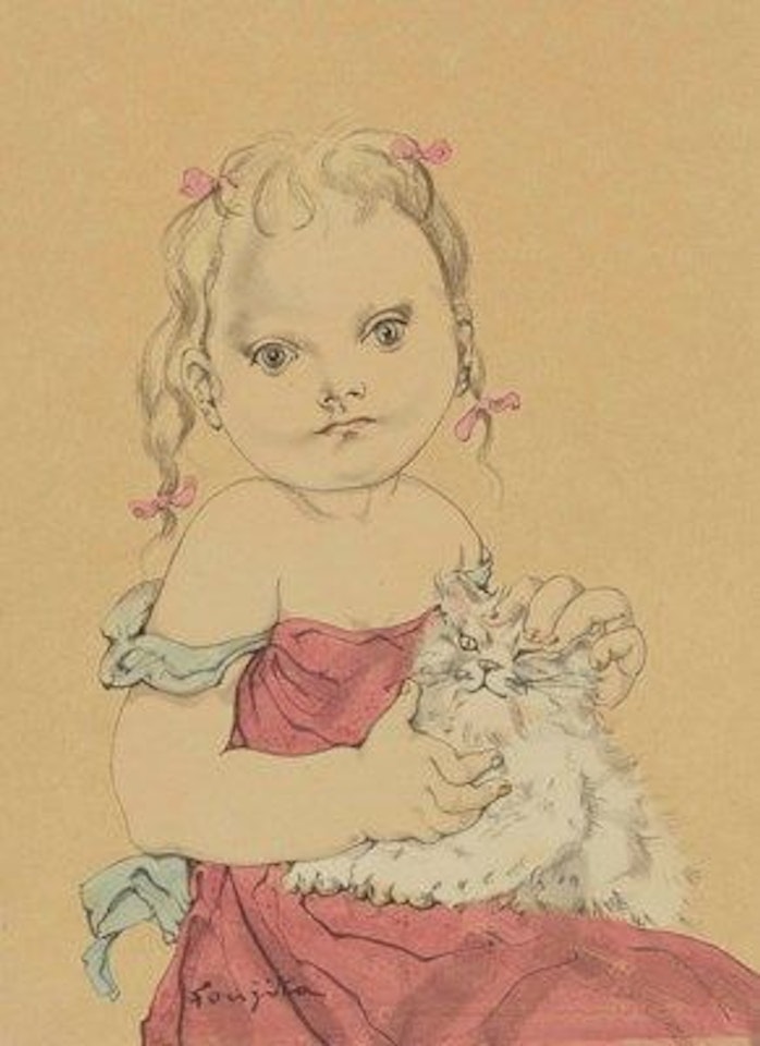 Fillette au chat by Leonard Tsuguharu Foujita