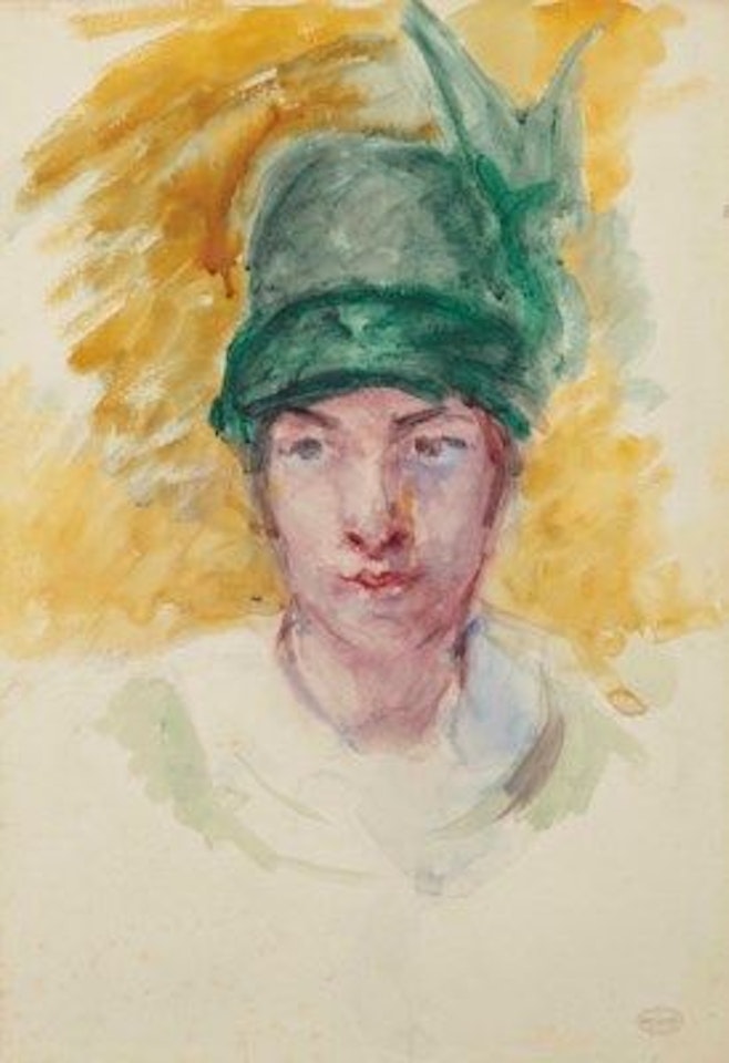 Étude pour "Young woman in a small winged hat holding a cat" (recto/verso) by Mary Cassatt